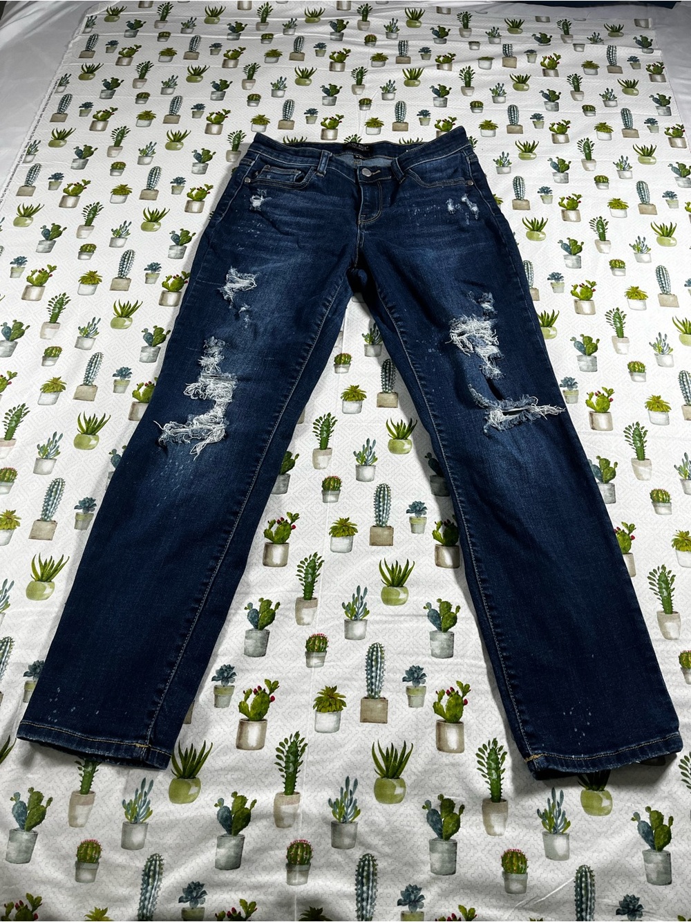 Judy Blue Boyfriend Fit Dark Wash Women’s Jeans Distressed Stretch Size 9/29